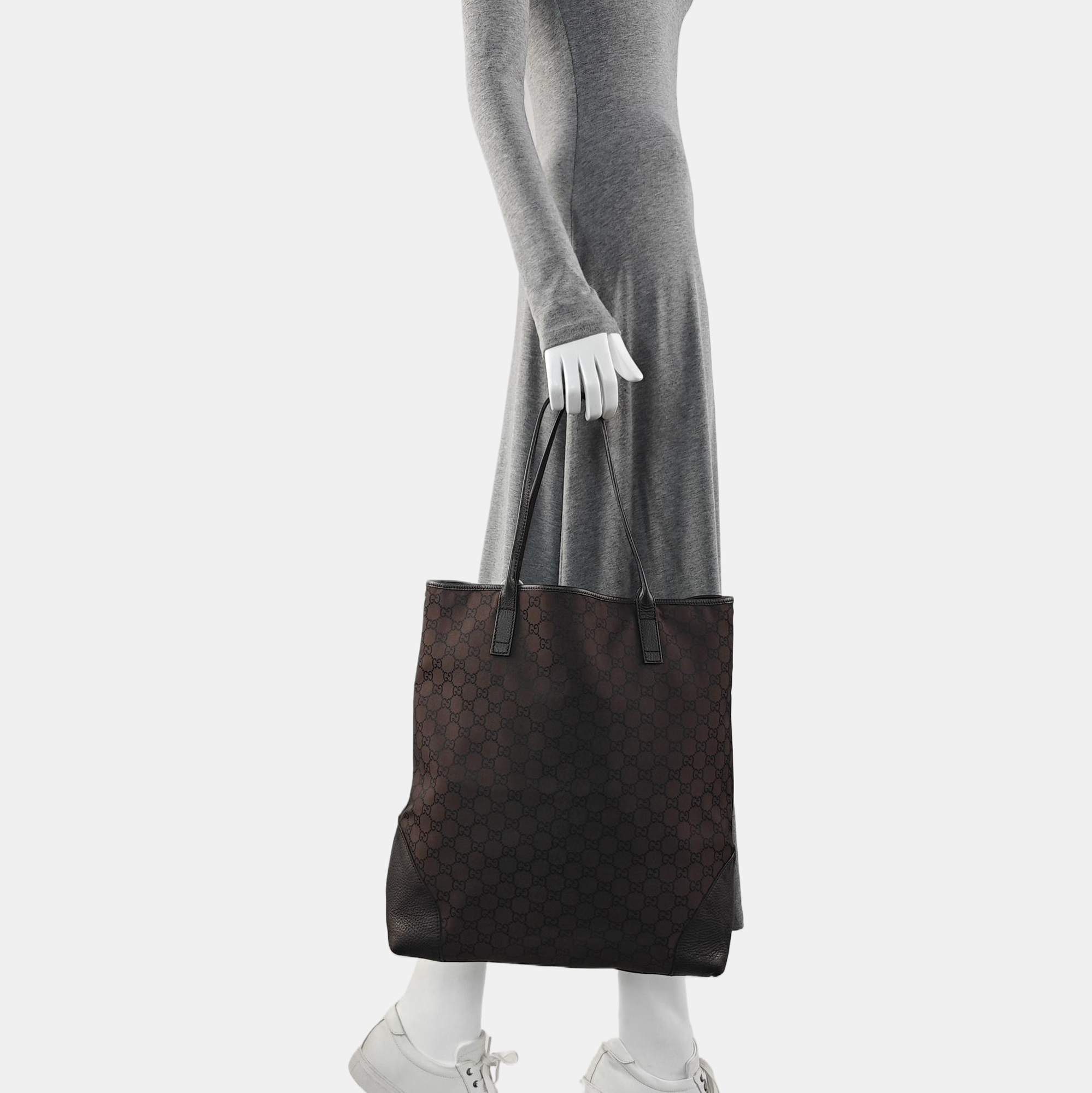 Monogram Nylon Tote Bag Brown