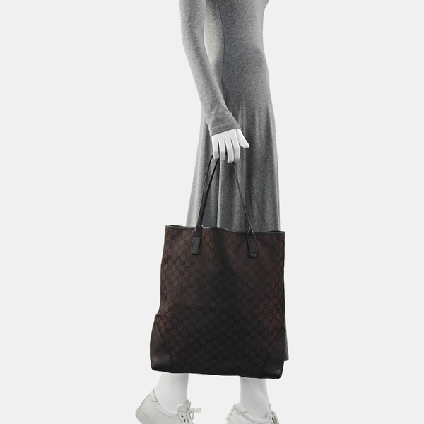 Monogram Nylon Tote Bag Brown