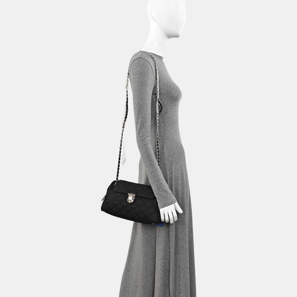 Quilted Nylon Shoulder Bag Black