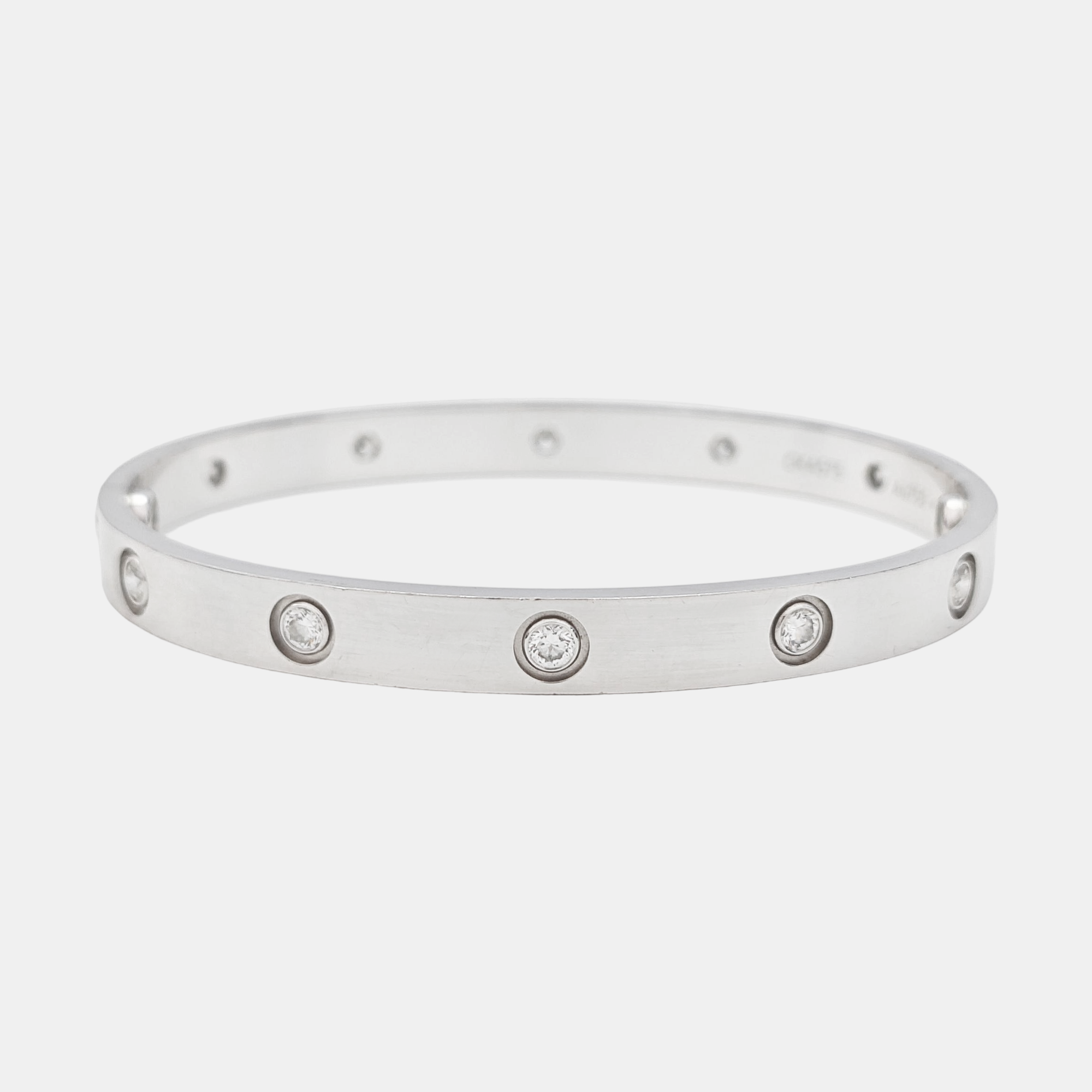 LOVE 18k White Gold Silver Bangle