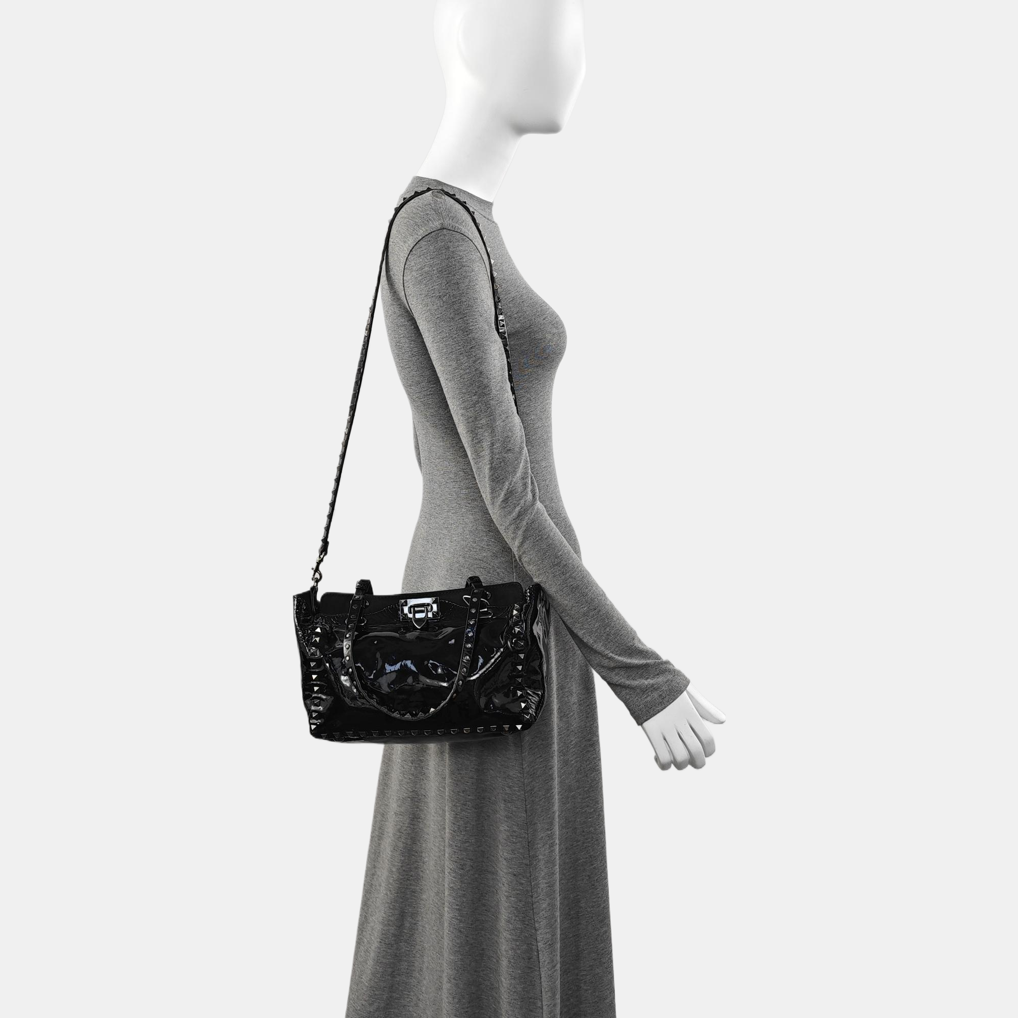 Rockstud Small Patent Leather Black