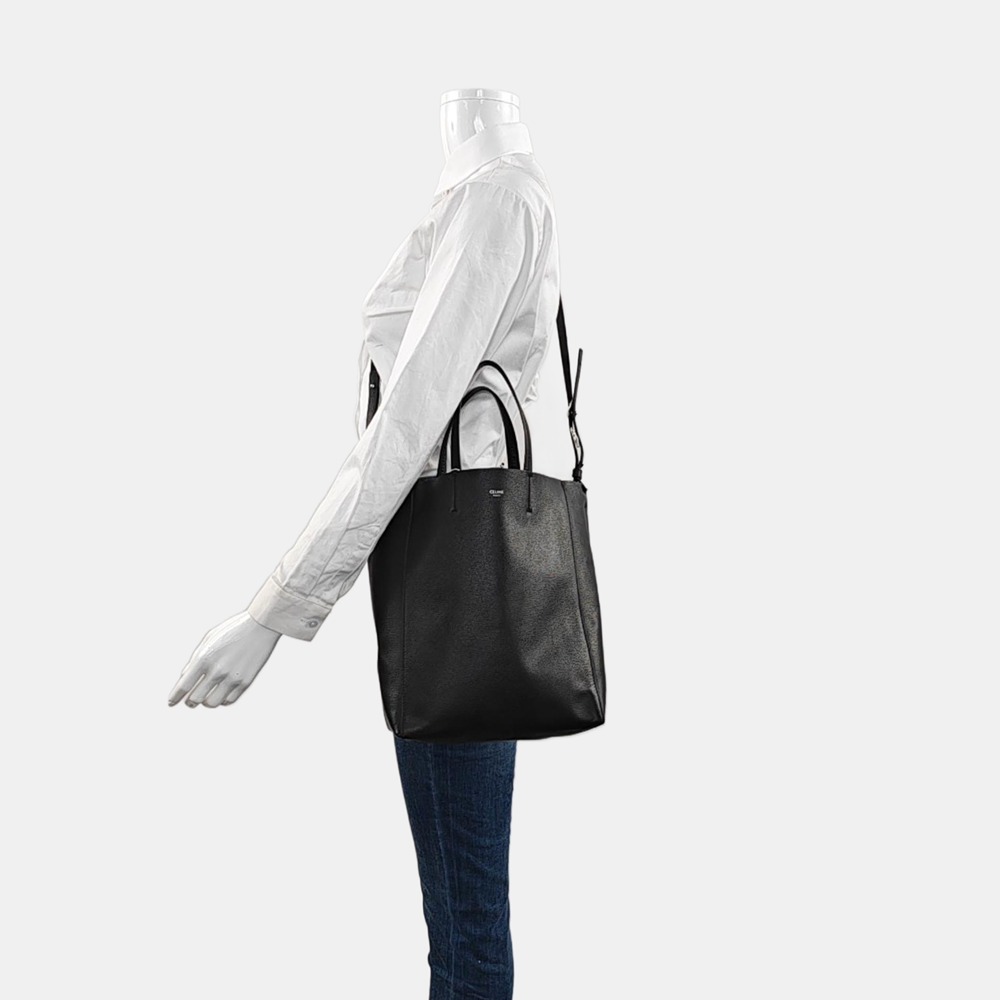 Authenticated pre-owned  VERTICAL CABAS Small Calfskin Black - Tote Bag at Looply