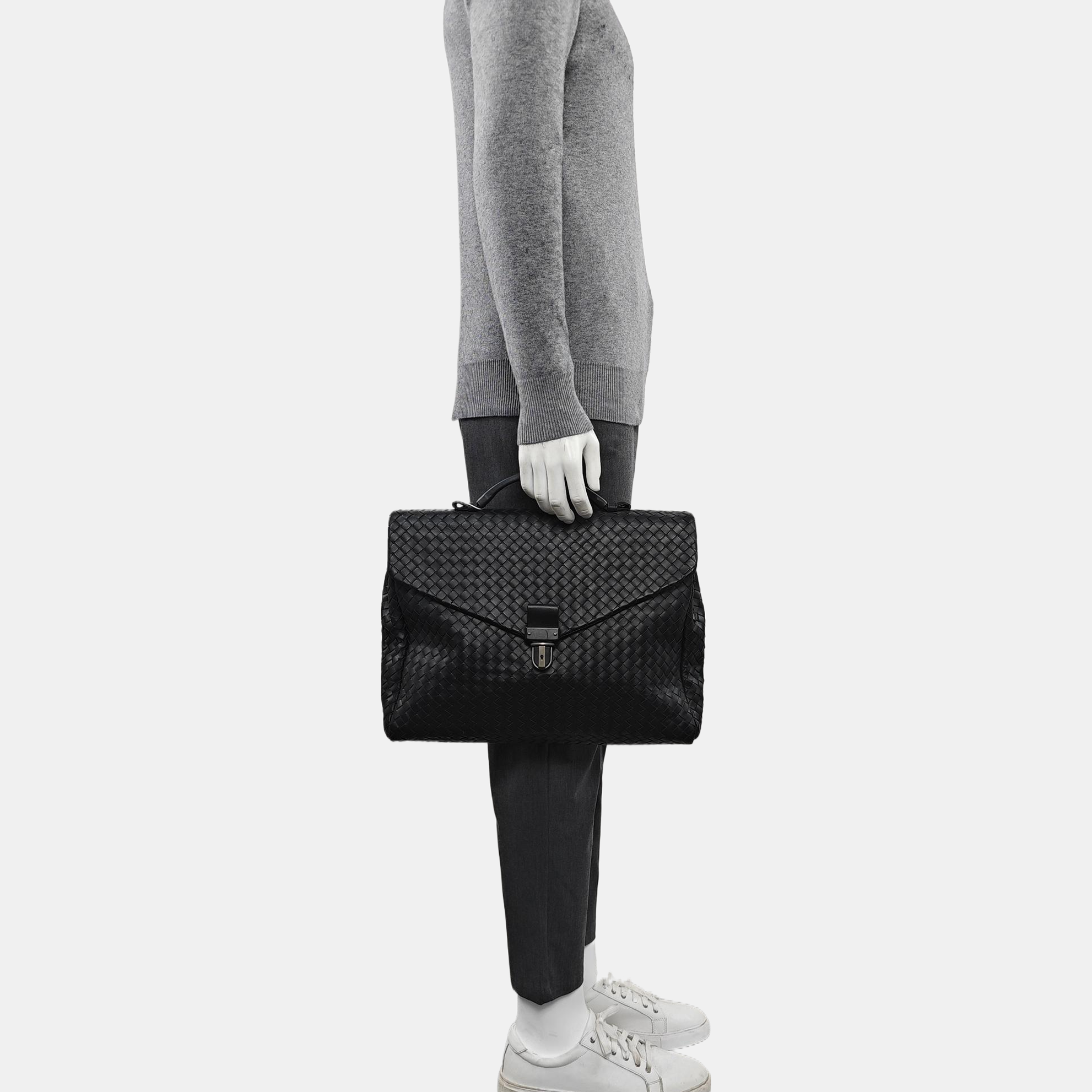 Calfskin Top Handle Bag Black