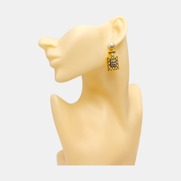 CC Logo Metal Gold Stud Earrings