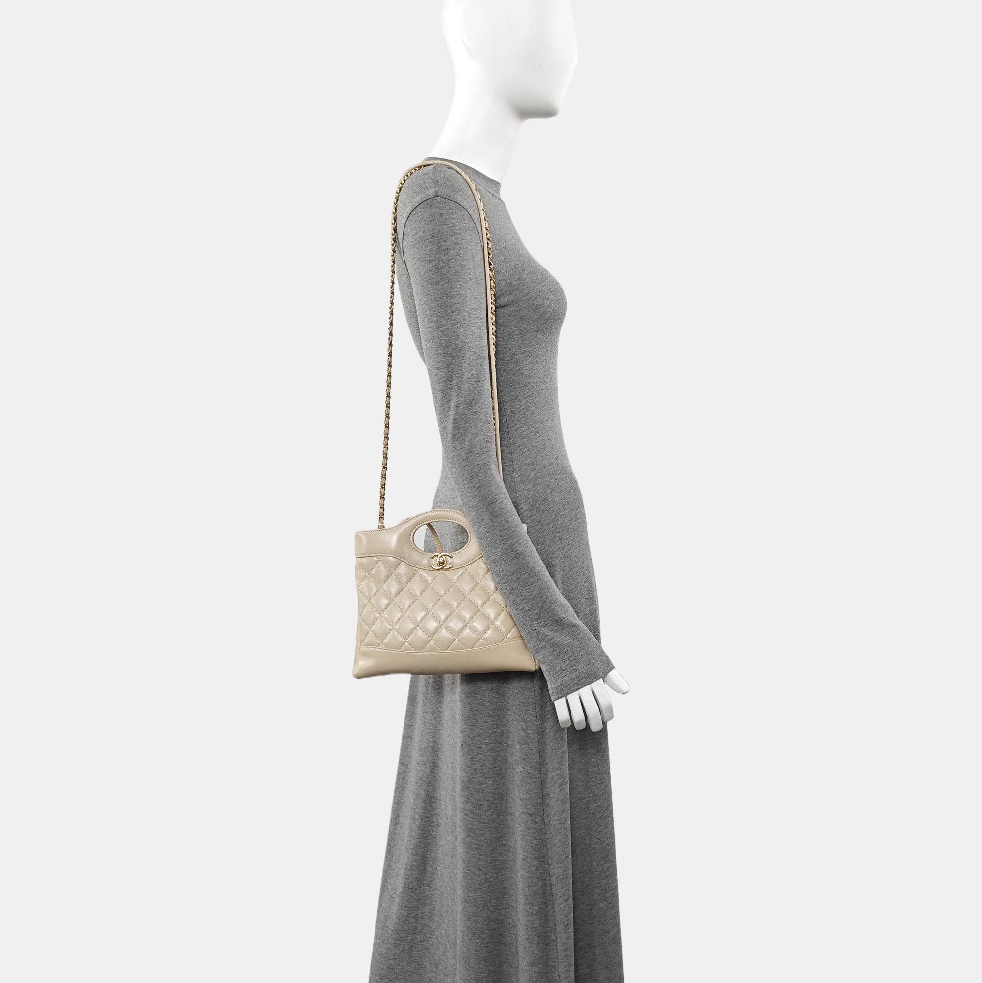 CHANEL 31 Mini Quilted Lambskin Beige