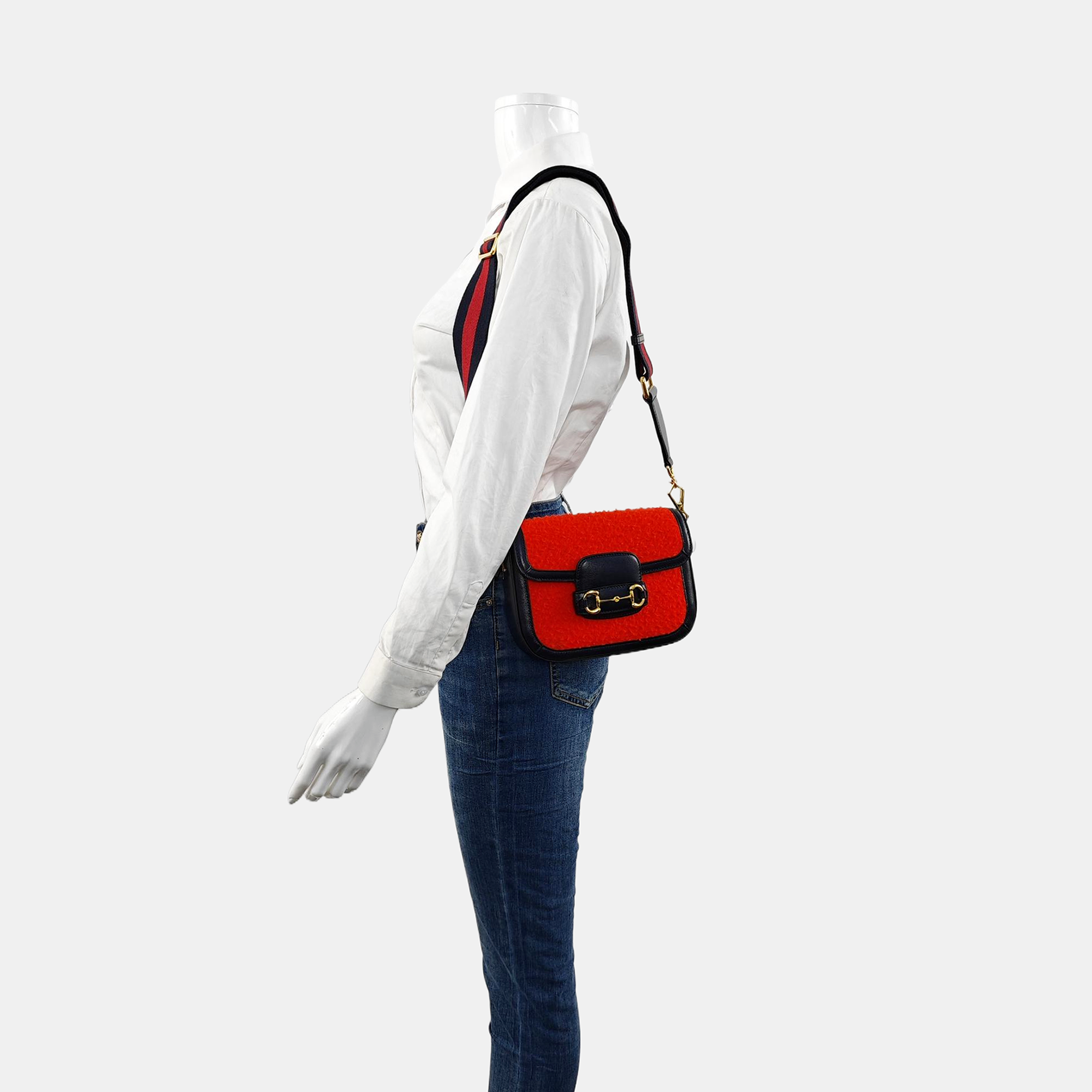 Authenticated pre-owned  Horsebit 1955 Fabric Red - Crossbody Bag at Looply