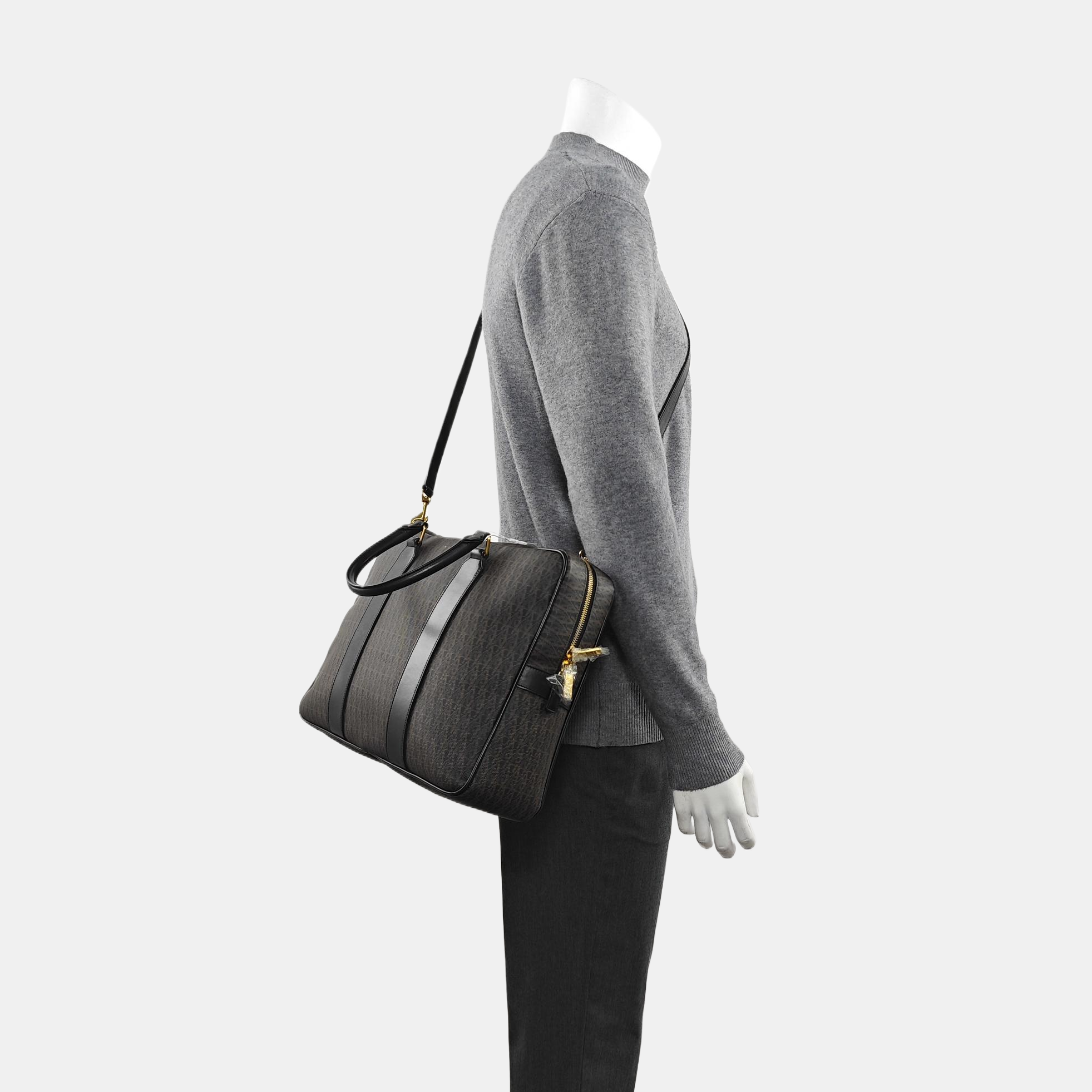 Coated Canvas Shoulder Bag Black