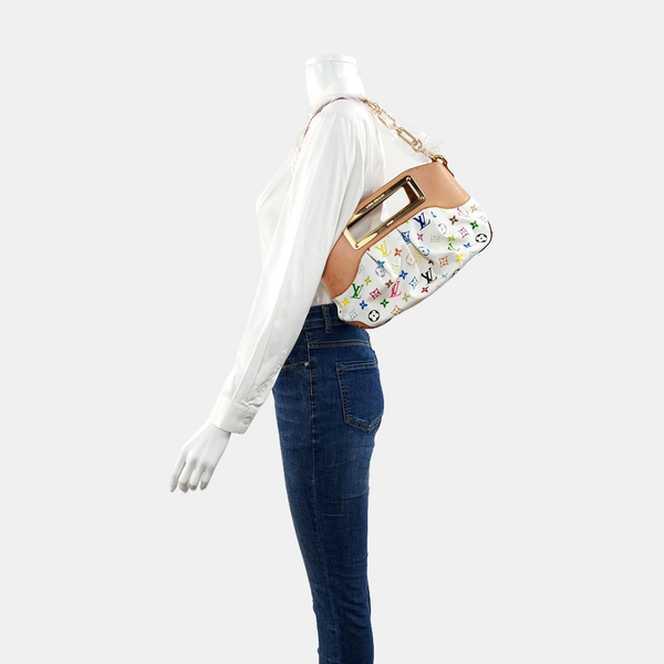LV × TM Judy Small Monogram Lona Revestida Blanca