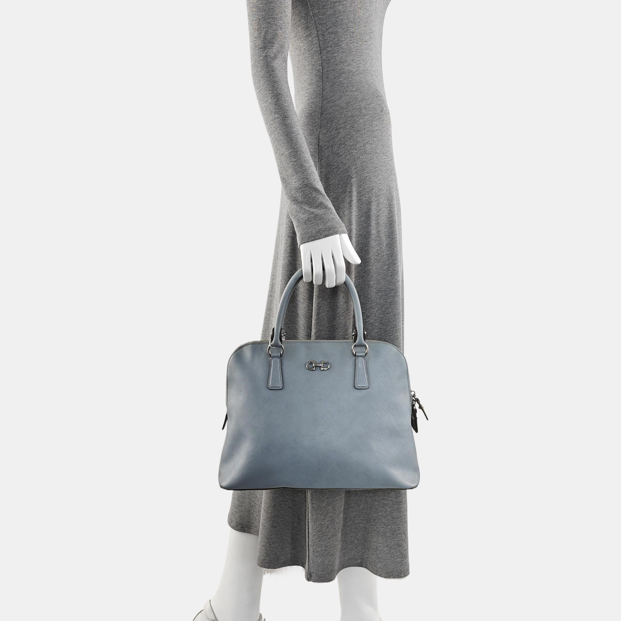 Calfskin Top Handle Bag Blue