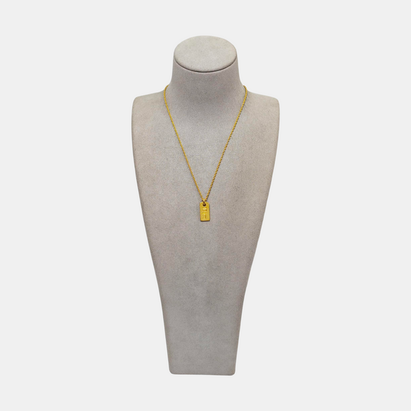 Dog Tag Metal Gold Necklace