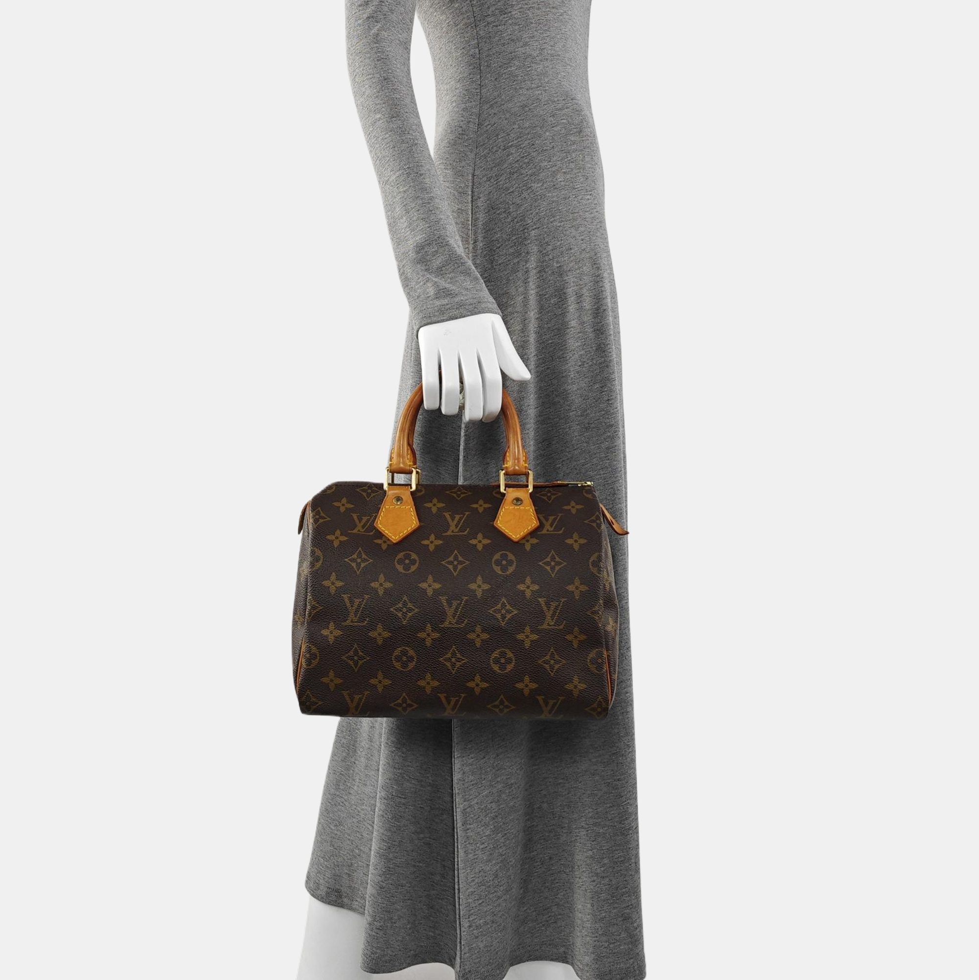 Authenticated pre-owned  SPEEDY 25 Monogram Coated Canvas Brown - Top Handle Bag at Looply