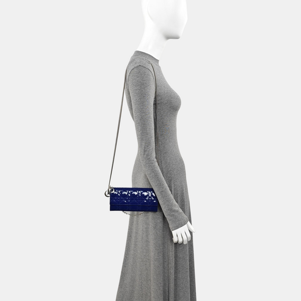 Lady Dior Small Cannage Patent Leather Blue