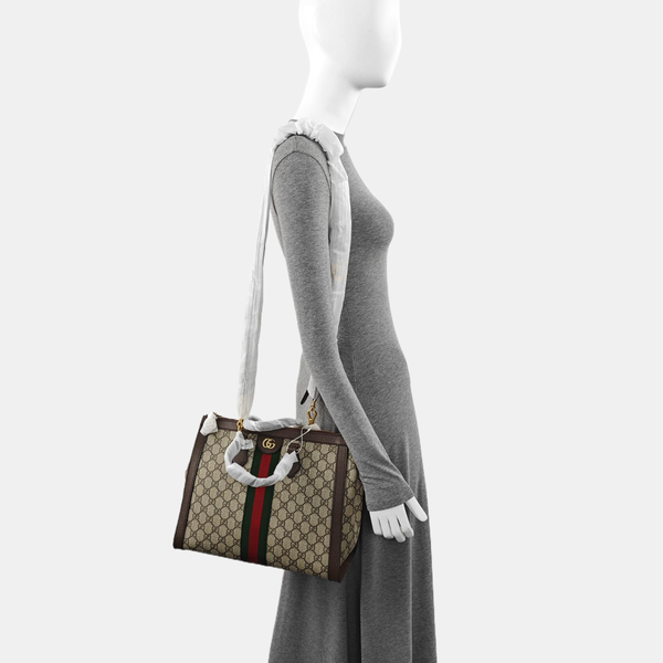 Ophidia Medium Monogram Coated Canvas Beige