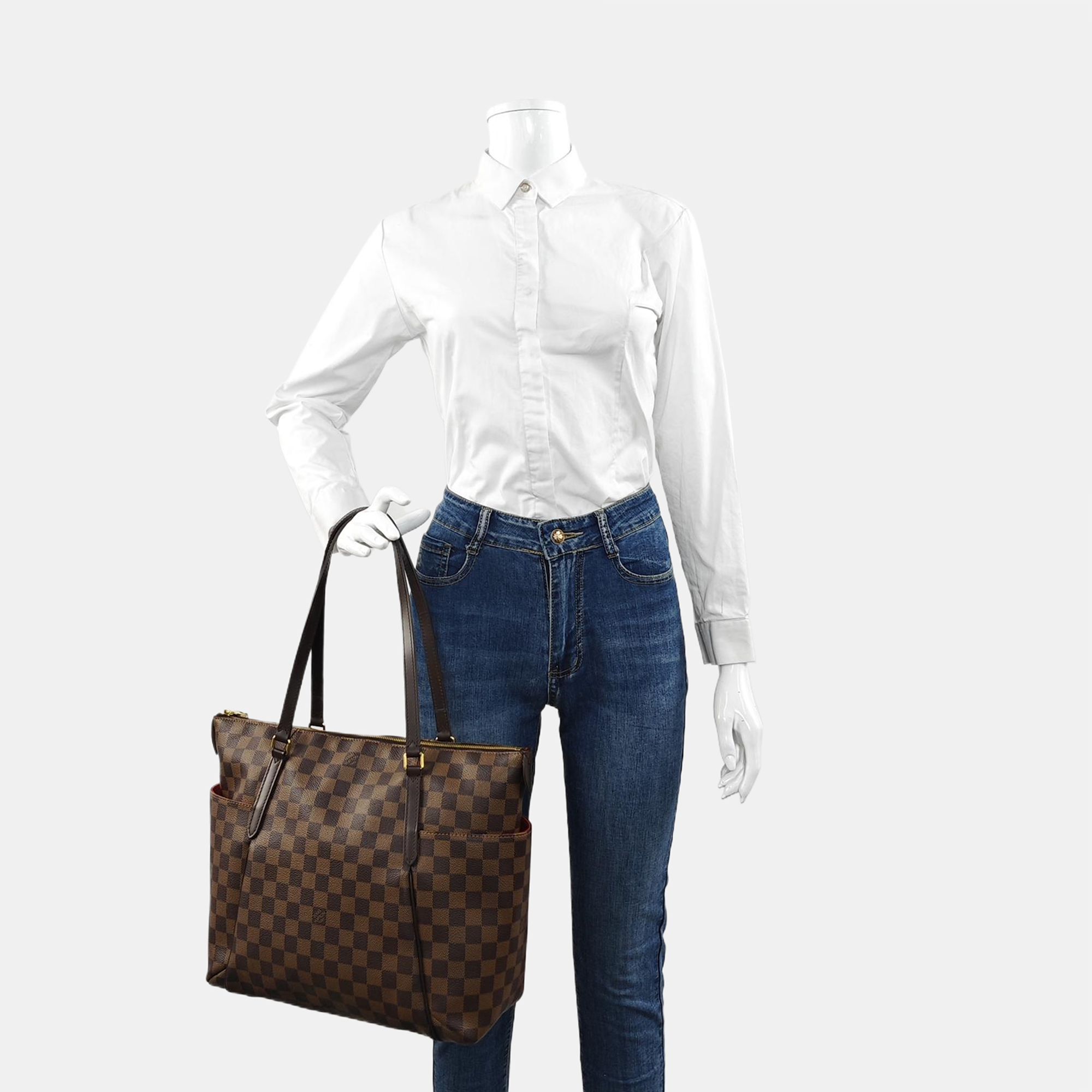 Authenticated pre-owned  TOTALLY MM Damier Ebene Coated Canvas Brown - Tote Bag at Looply
