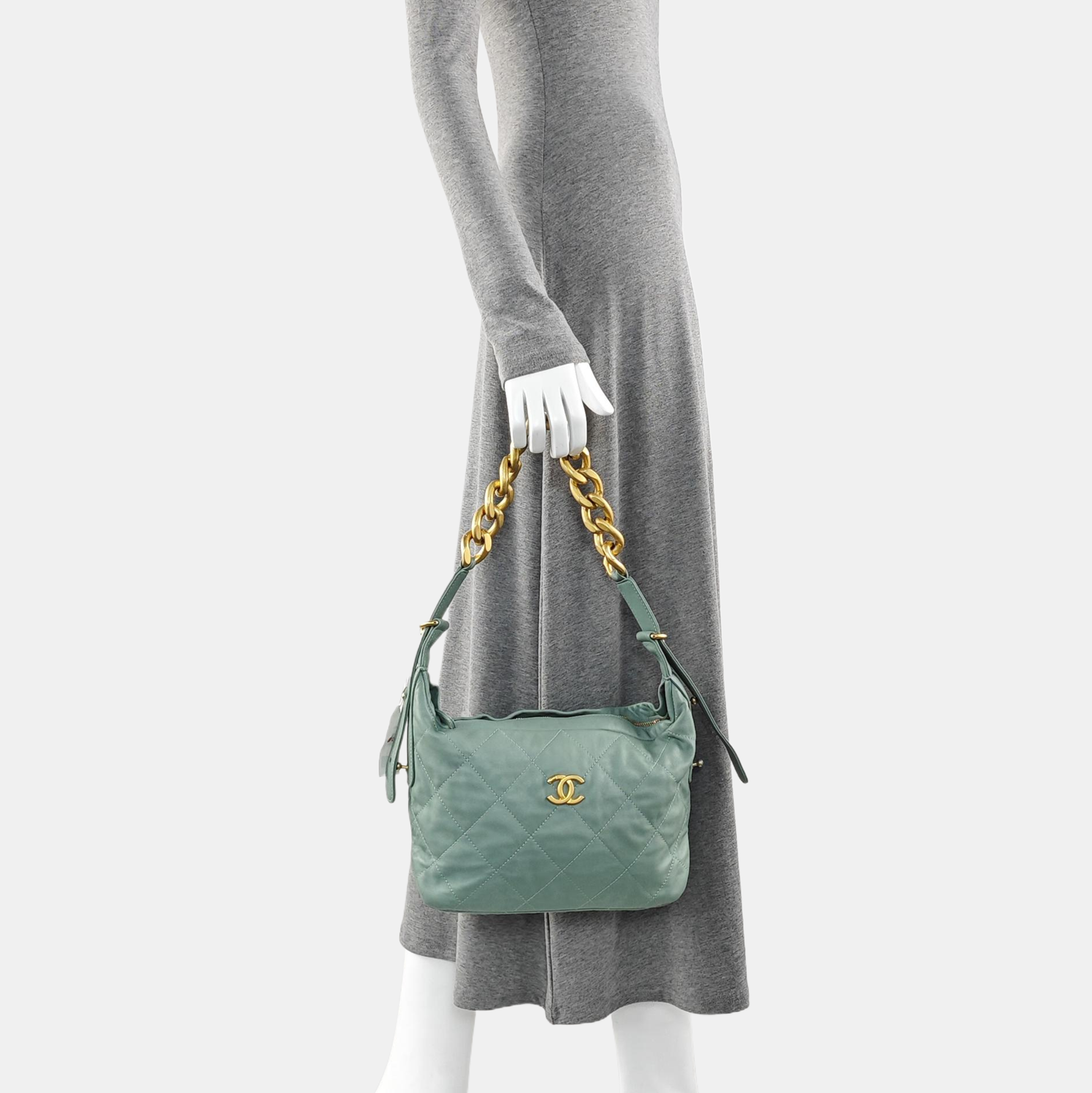 Quilted Calfskin Shoulder Bag Green
