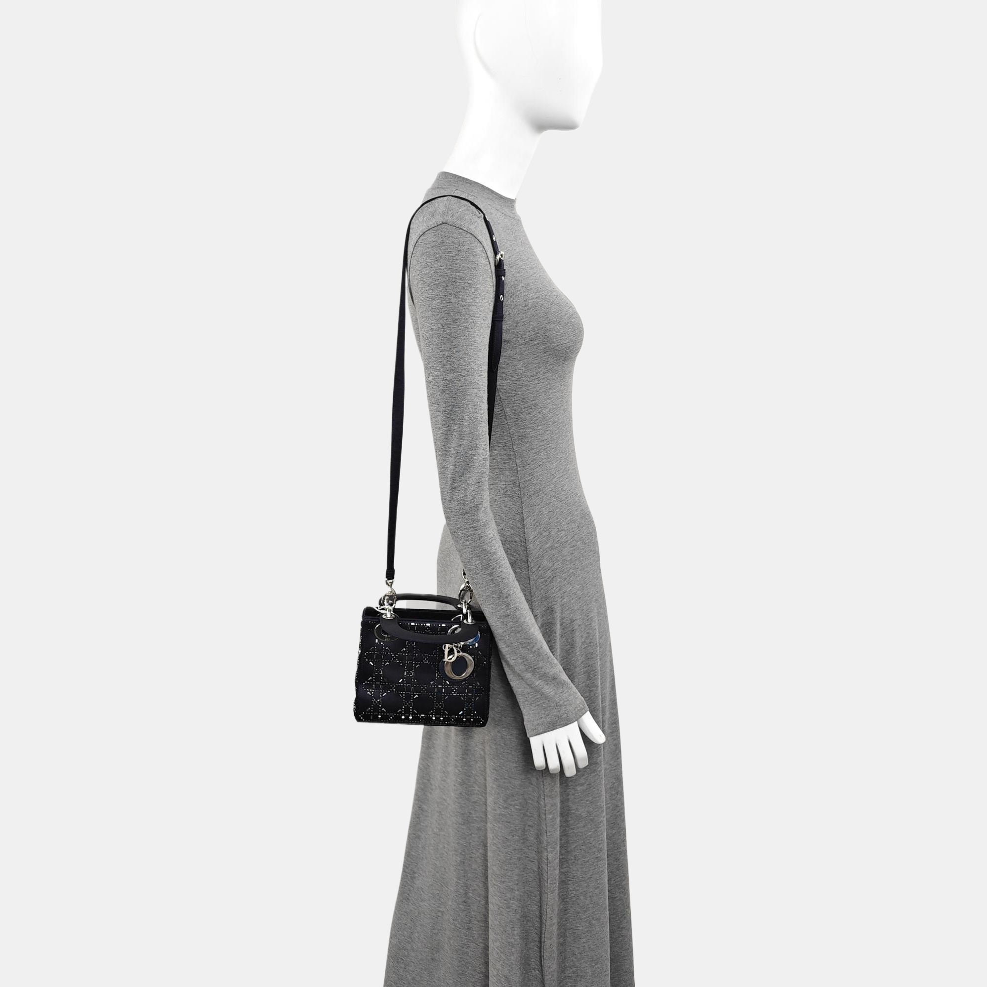 Lady Dior Mini Silk Satin Blue