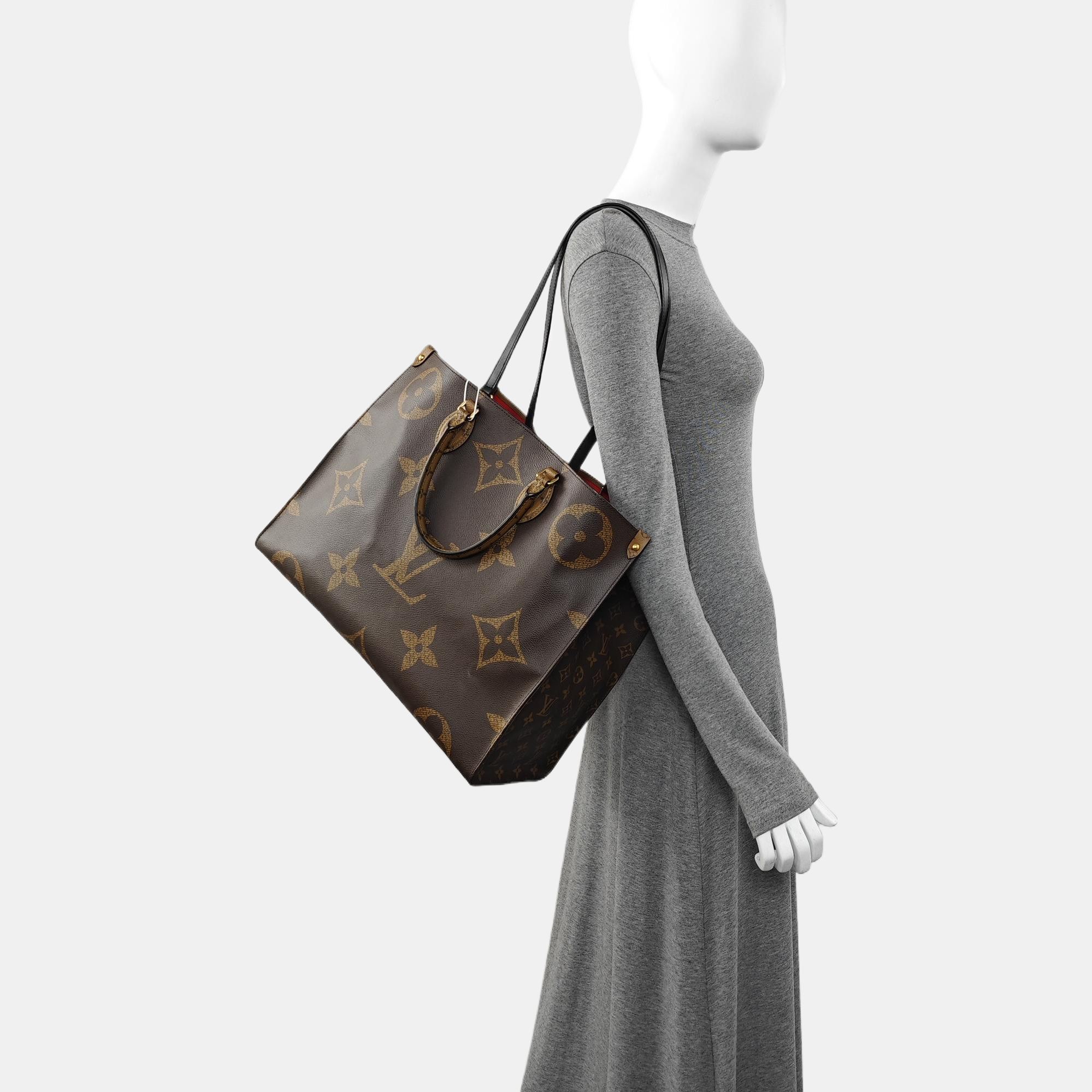 Authenticated pre-owned  ONTHEGO GM Monogram Coated Canvas Brown - Tote Bag at Looply