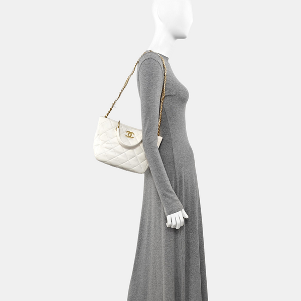 Quilted Lambskin Tote Bag White