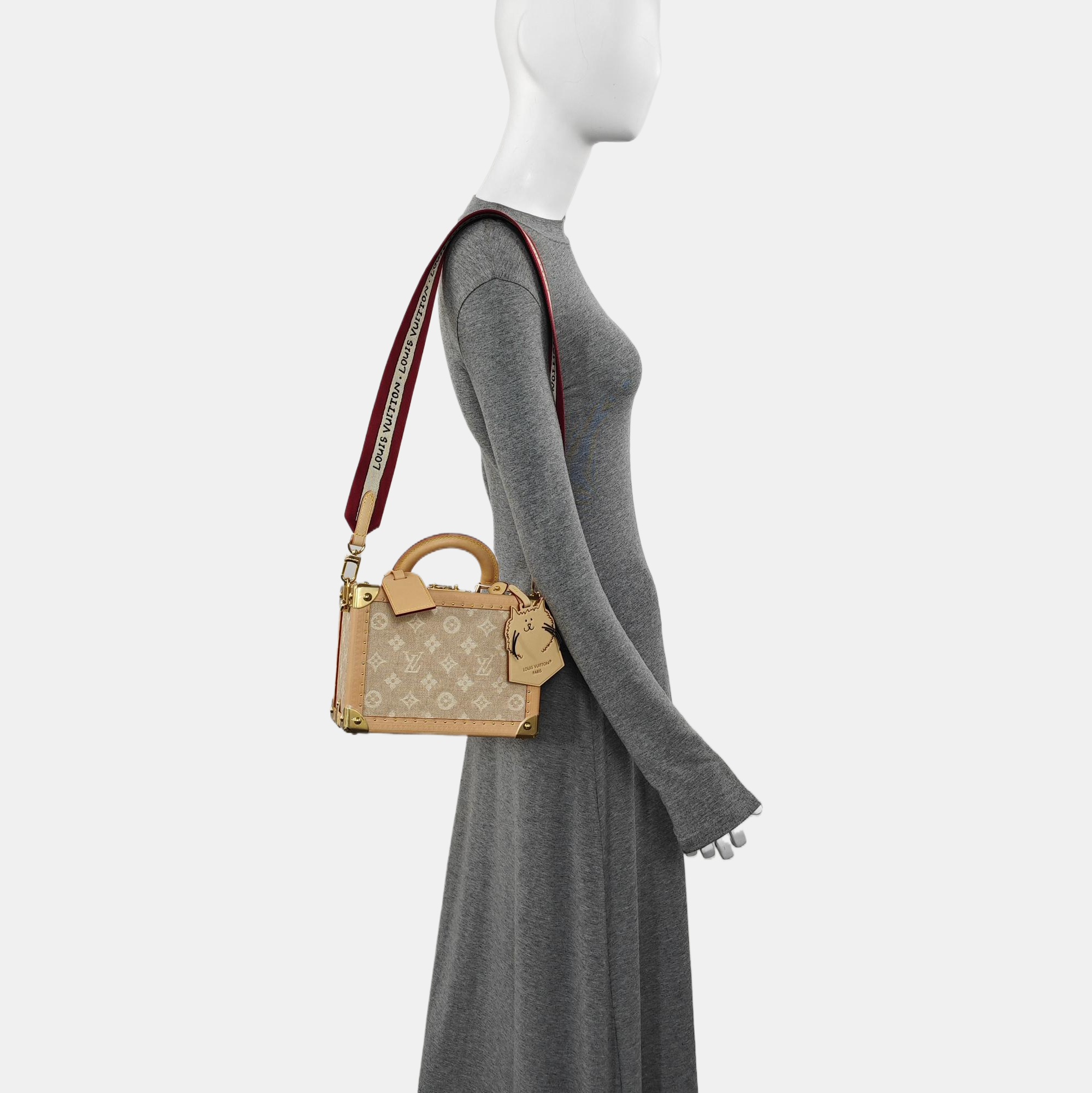 Monogram Denim Shoulder Bag Beige