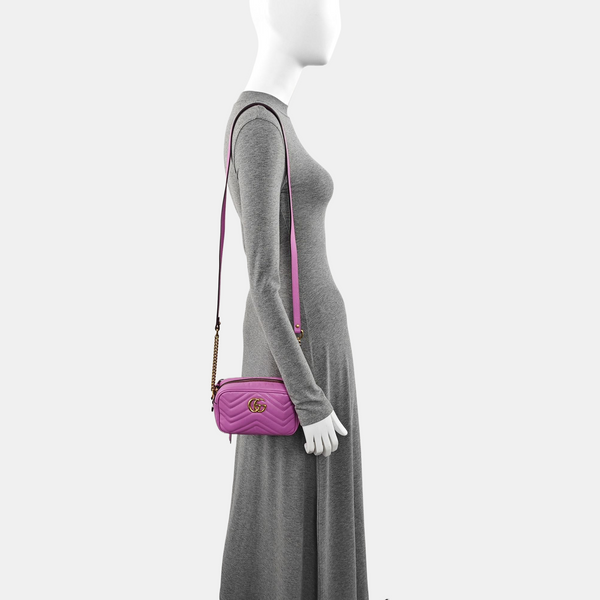 Authenticated pre-owned  GG Marmont Mini Quilted Calfskin Purple - Shoulder Bag at Looply