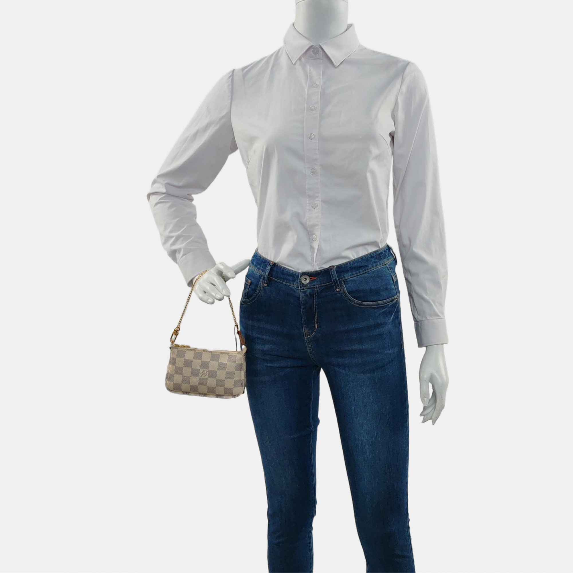 Authenticated pre-owned  ACCESSOIRES Mini Damier Azur Coated Canvas White - Top Handle Bag at Looply