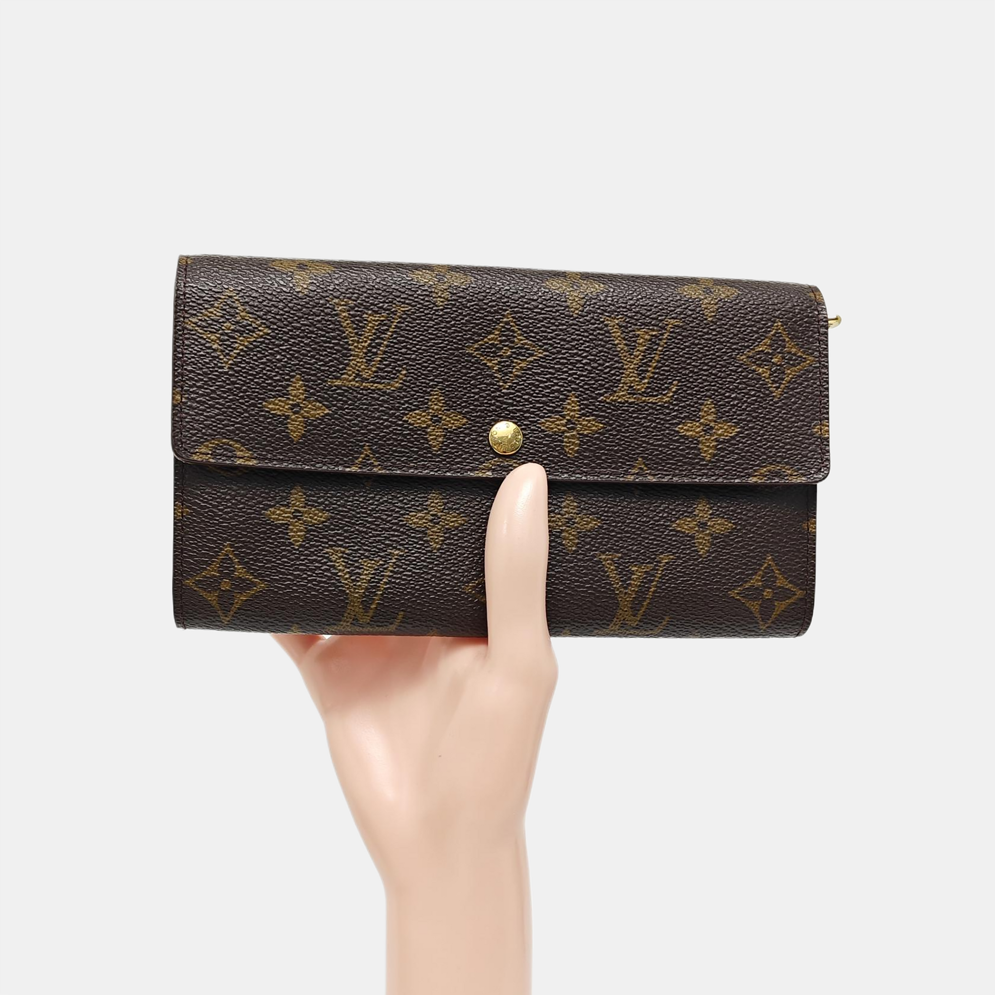 PORTE MONNAIE Monogram Coated Canvas Brown Wallet