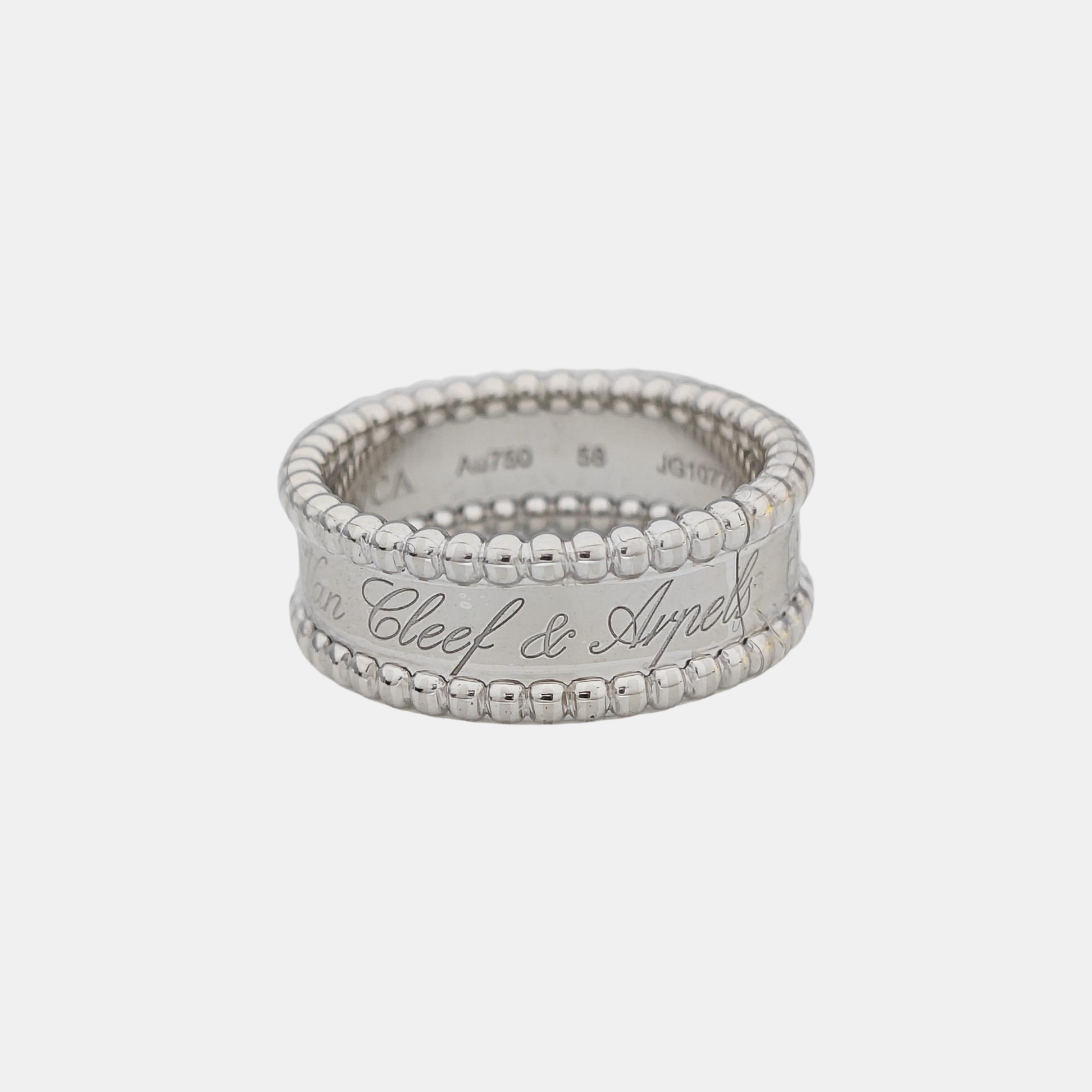 Perlée Signature 18k White Gold Silver Ring EU 58