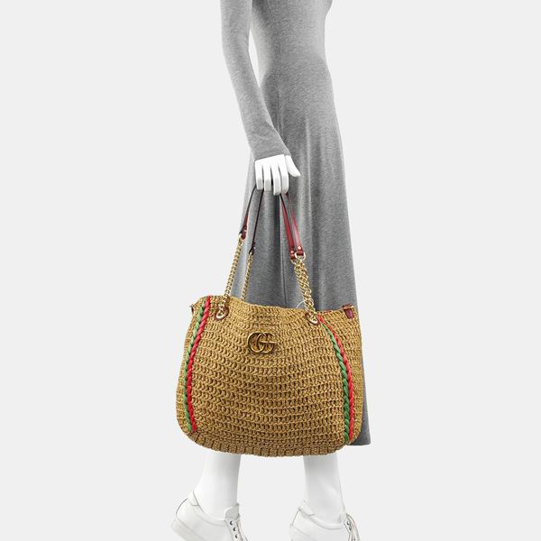 Straw Shoulder Bag Brown