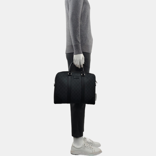 Monogram Coated Canvas Shoulder Bag Black
