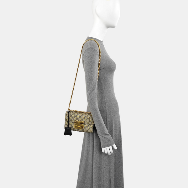 Padlock Small Monogram Coated Canvas Beige