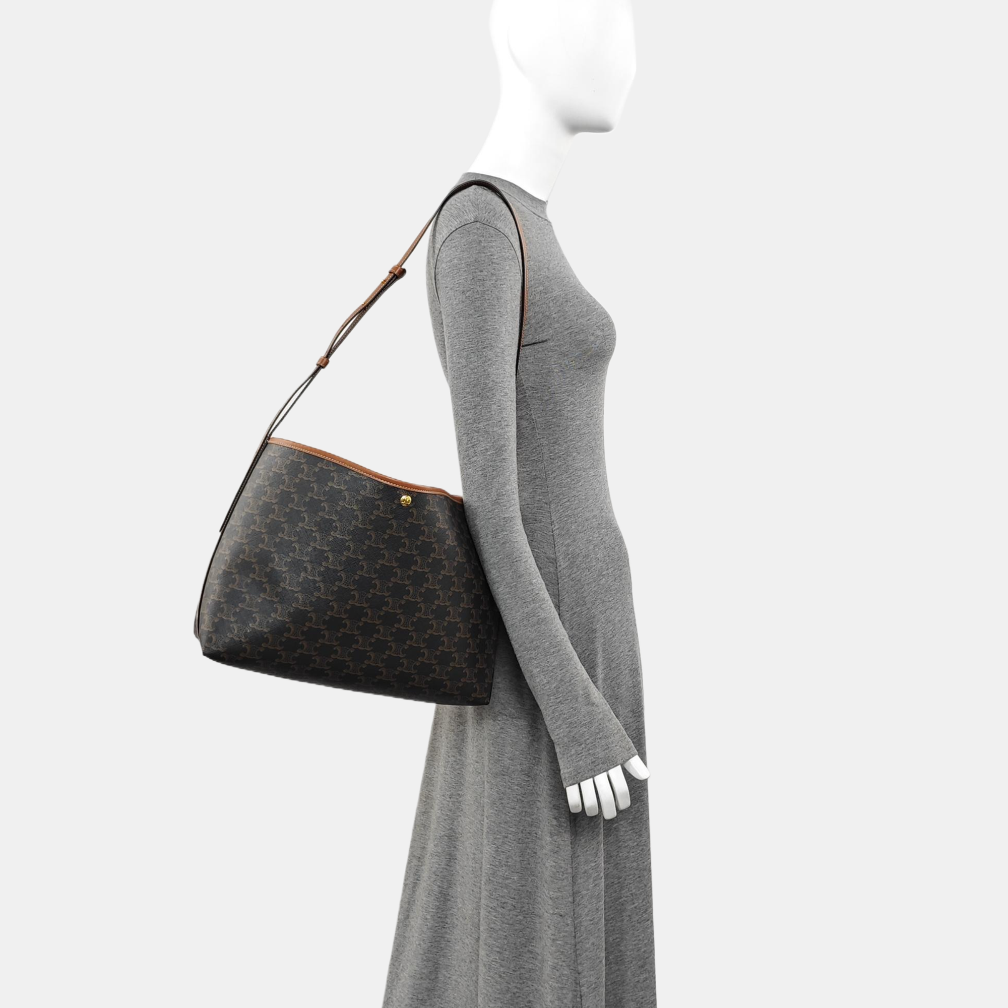 Coated Canvas Shoulder Bag Brown