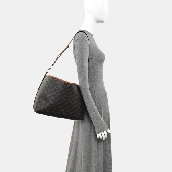 Coated Canvas Shoulder Bag Brown