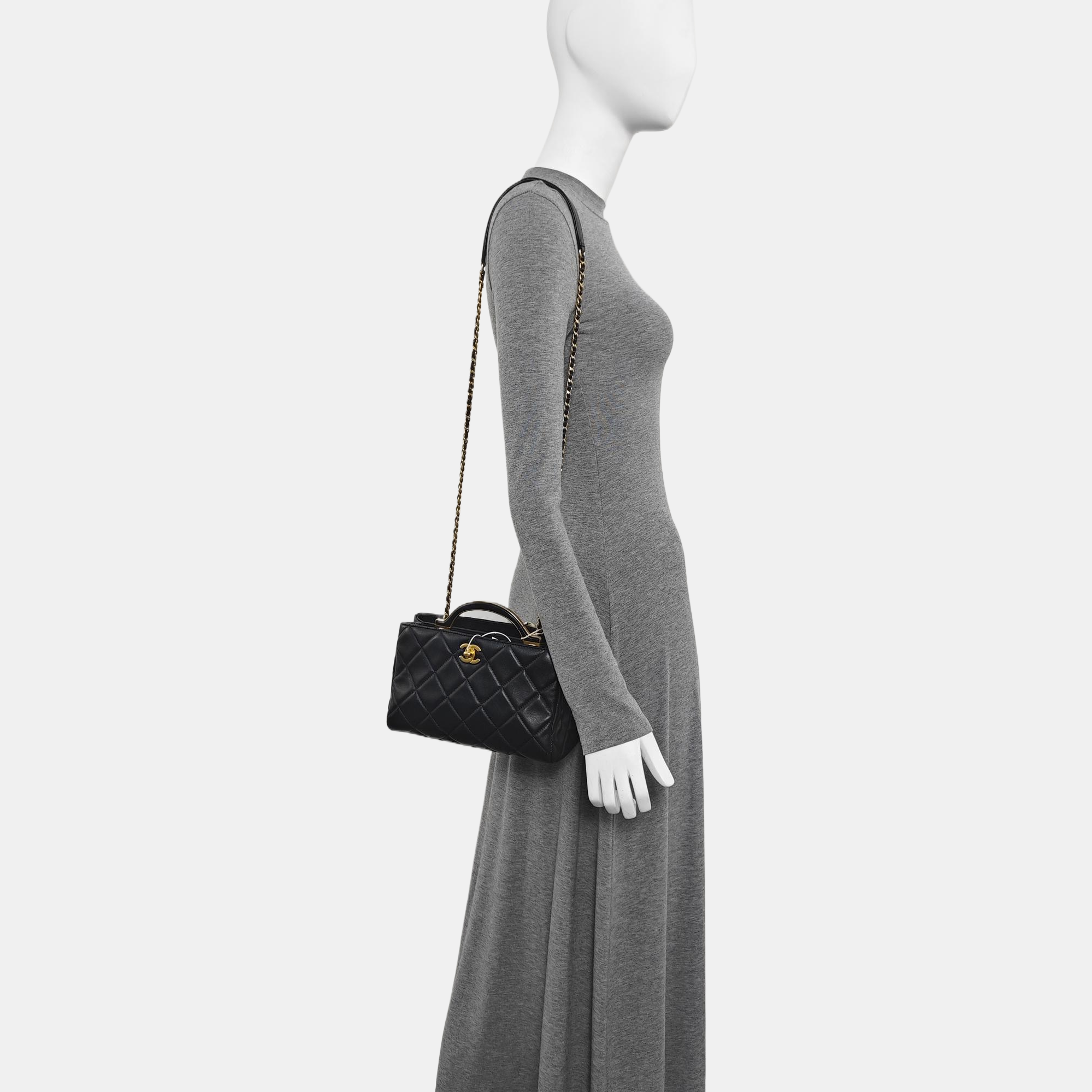 Quilted Lambskin Shoulder Bag Small Black