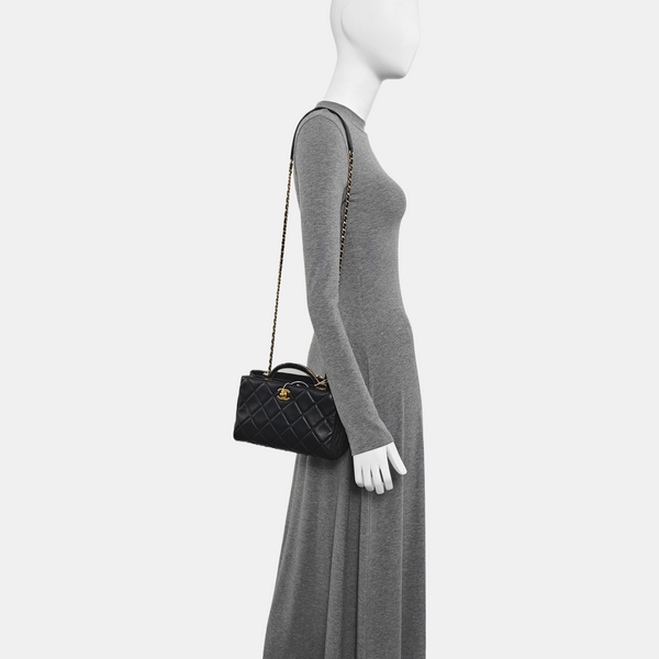 Quilted Lambskin Shoulder Bag Small Black