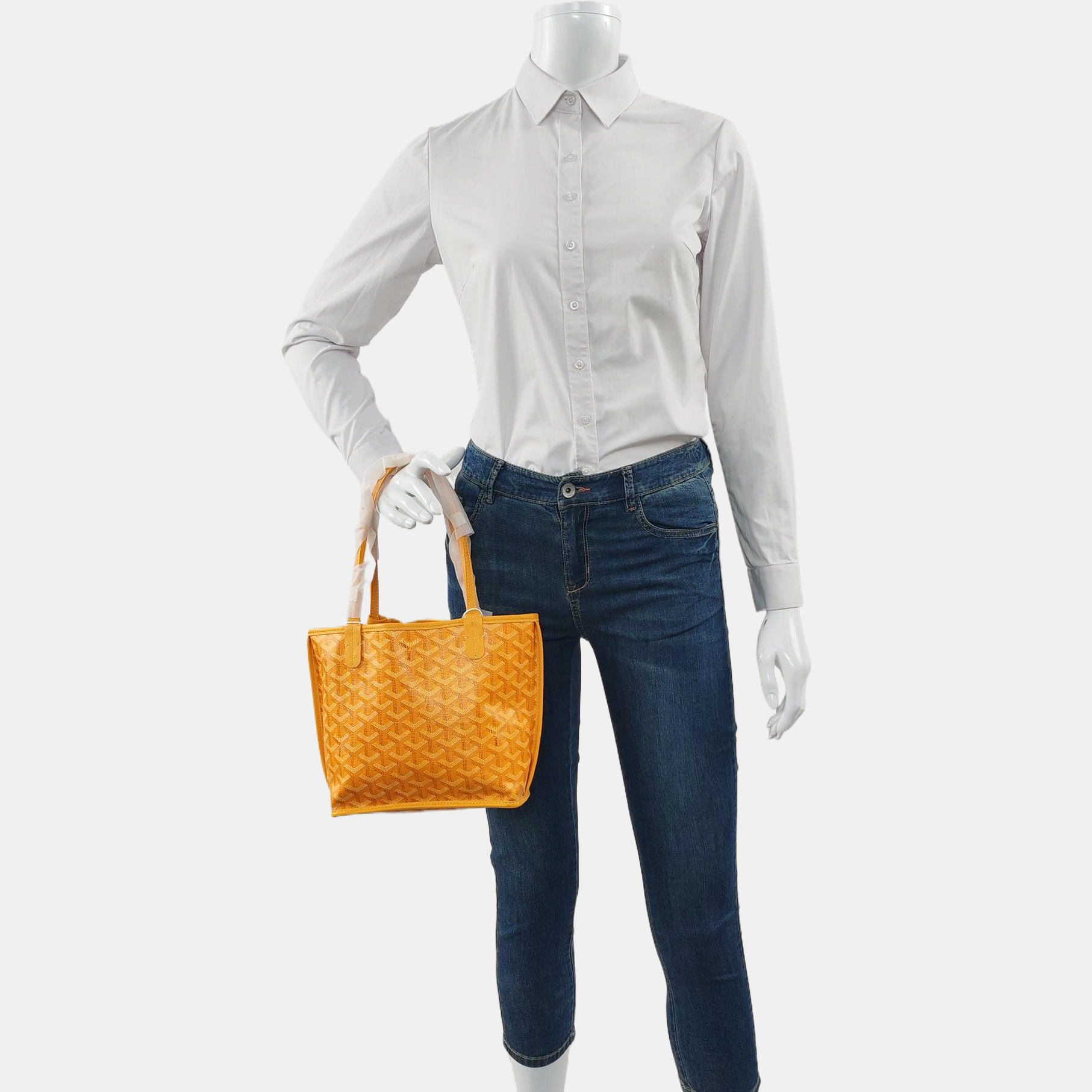 Authenticated pre-owned  Anjou Mini Coated Canvas Yellow - Tote Bag at Looply