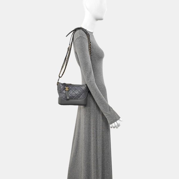GABRIELLE Small Quilted Calfskin Gray