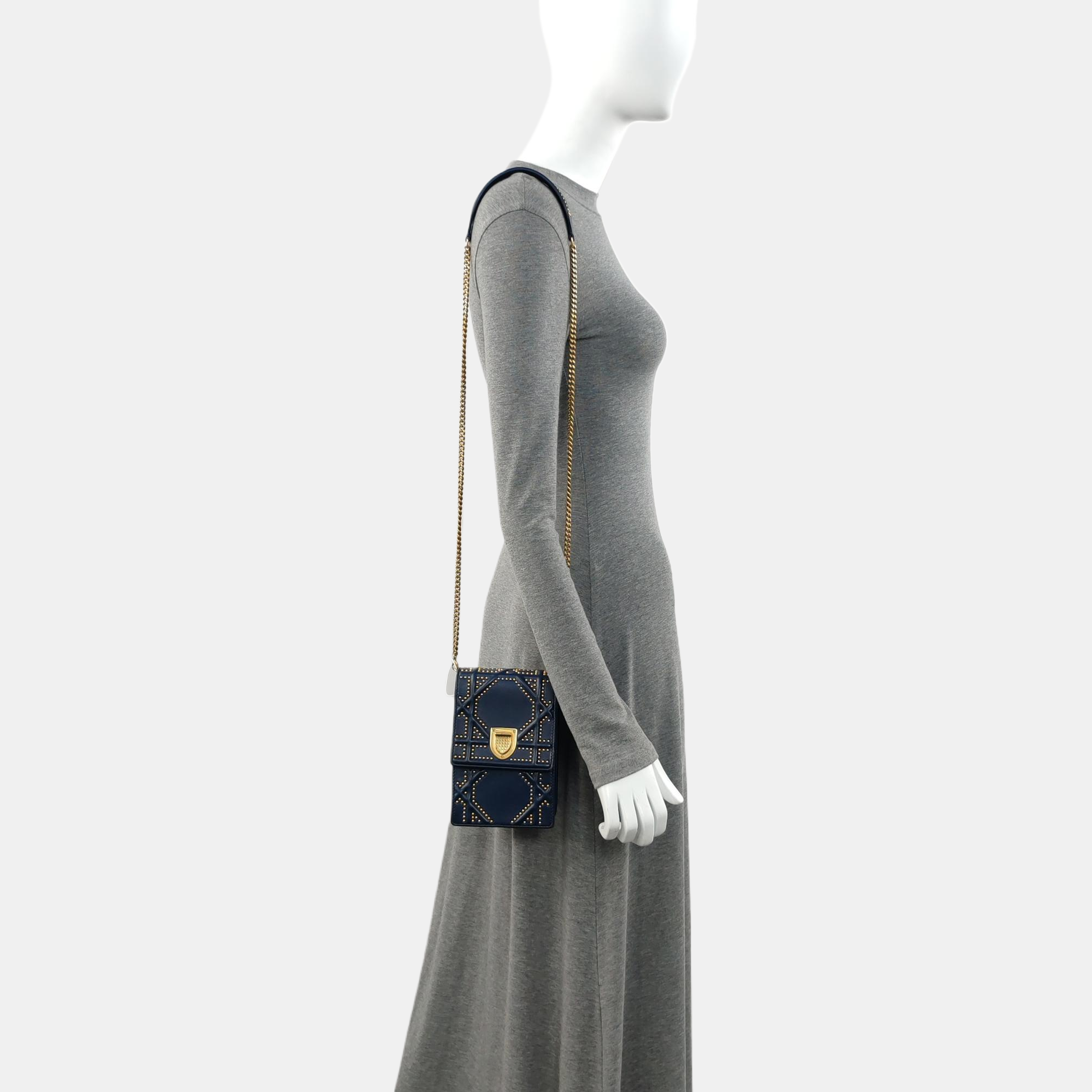 Authenticated pre-owned  Diorama Cannage Calfskin Blue - Shoulder Bag at Looply