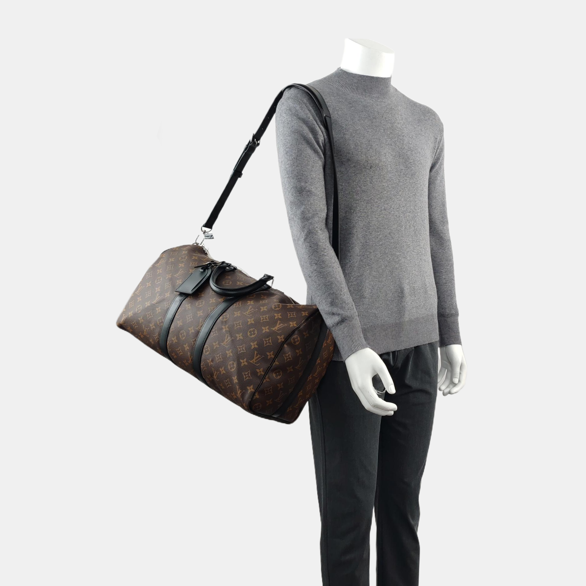 KEEPALL 45 Monogram Coated Canvas Brown