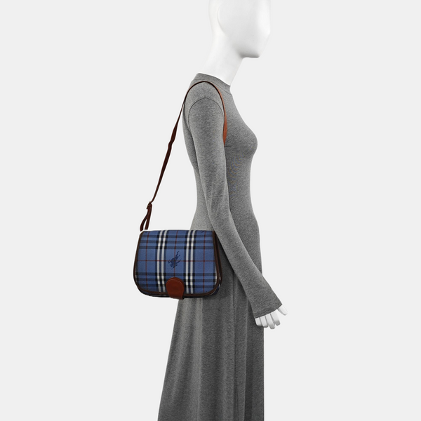 Coated Canvas Shoulder Bag Blue