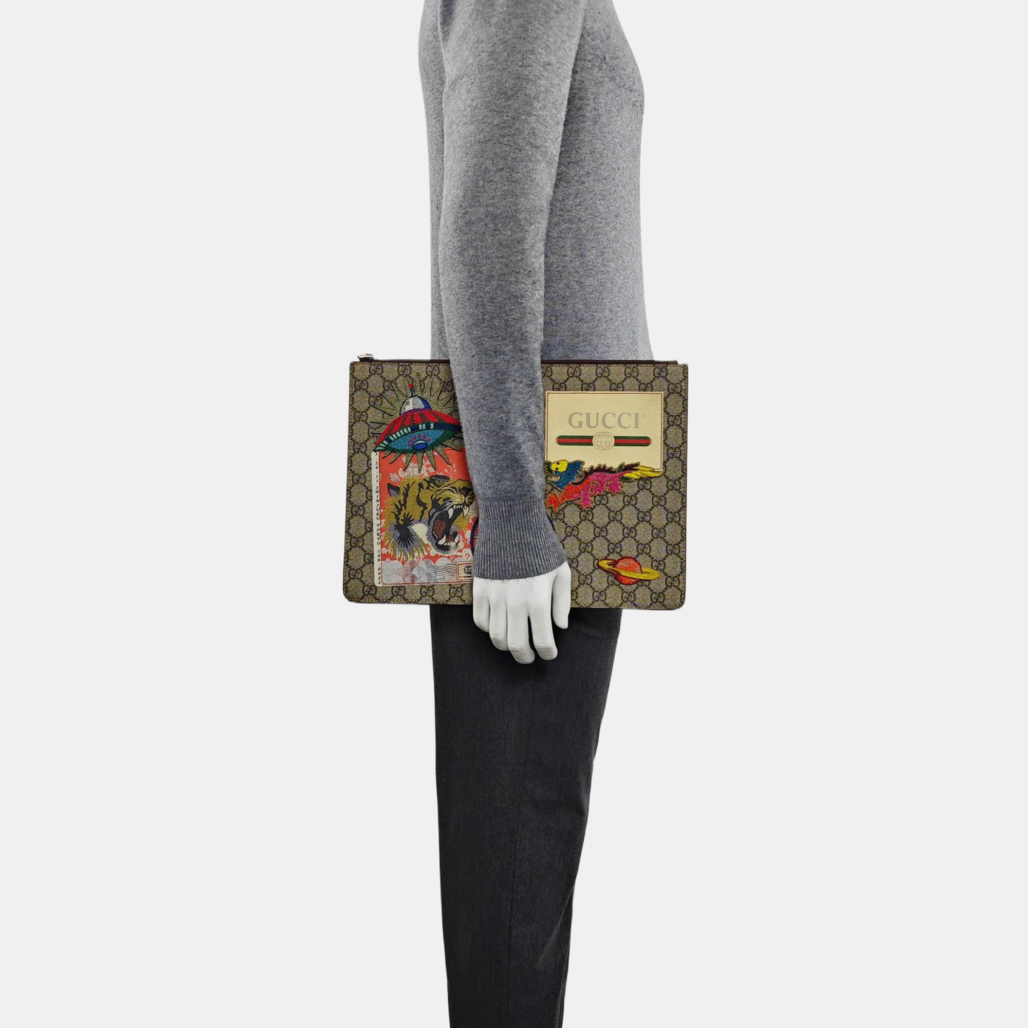Monogram Coated Canvas Clutch Beige