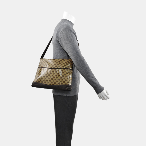Monogram Coated Canvas Crossbody Bag Brown