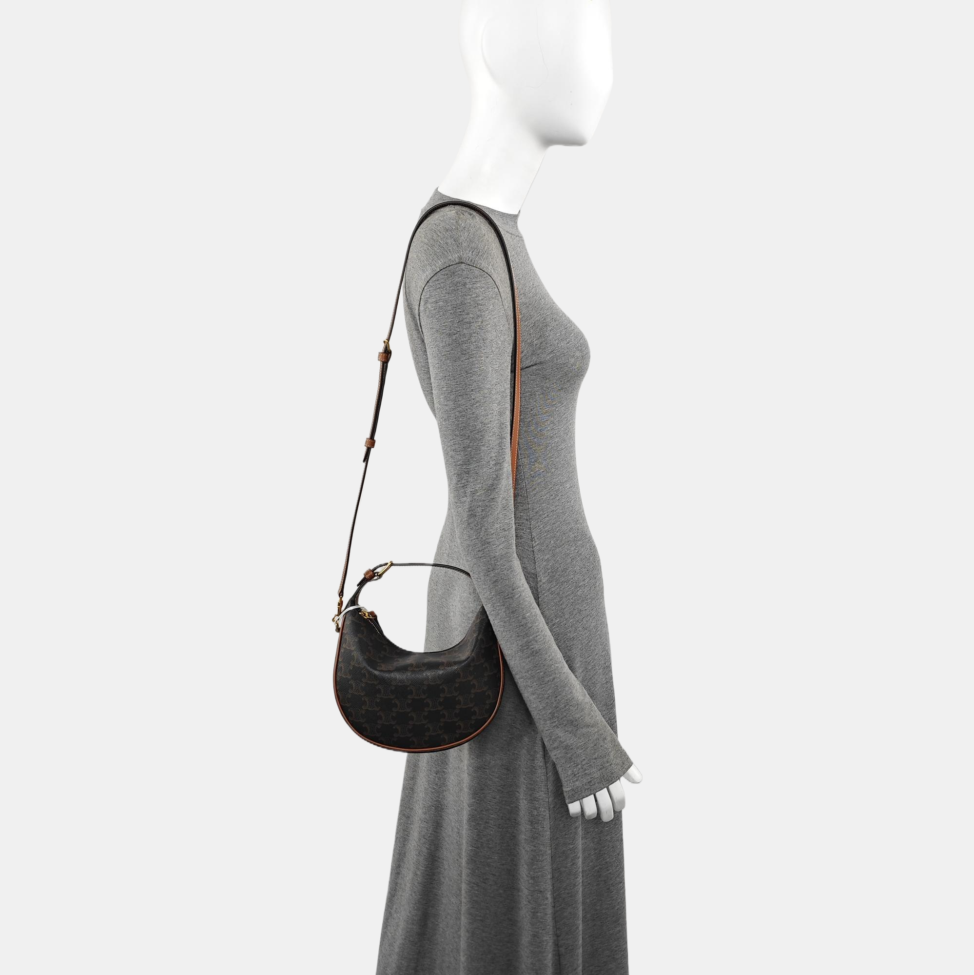 Coated Canvas Shoulder Bag Brown