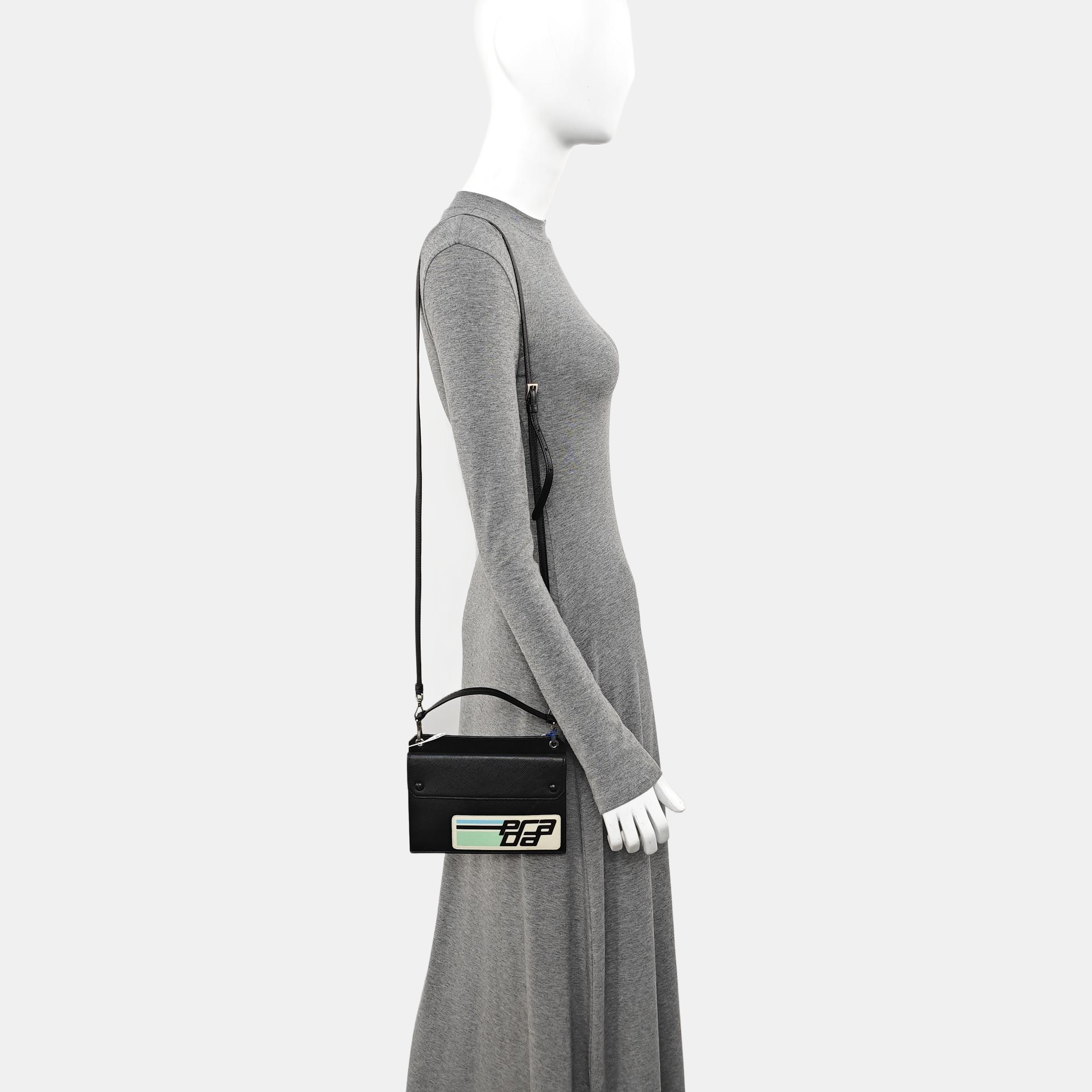 Saffiano Calfskin Shoulder Bag Black