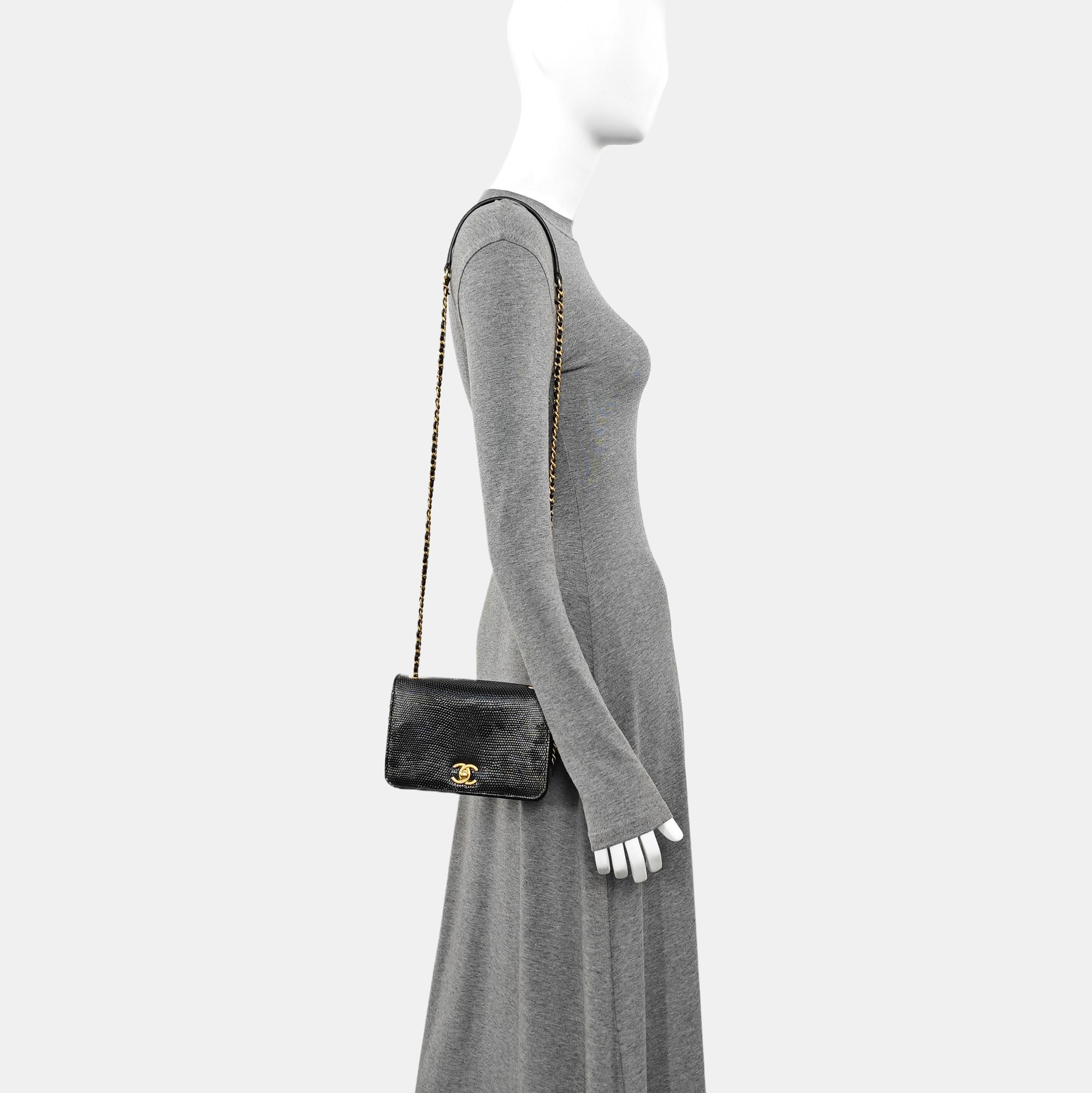 Lizard Shoulder Bag Black