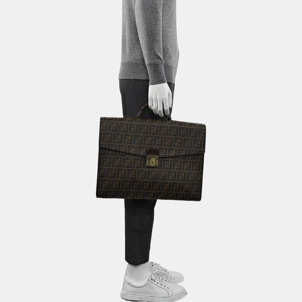 Coated Canvas Top Handle Bag Brown
