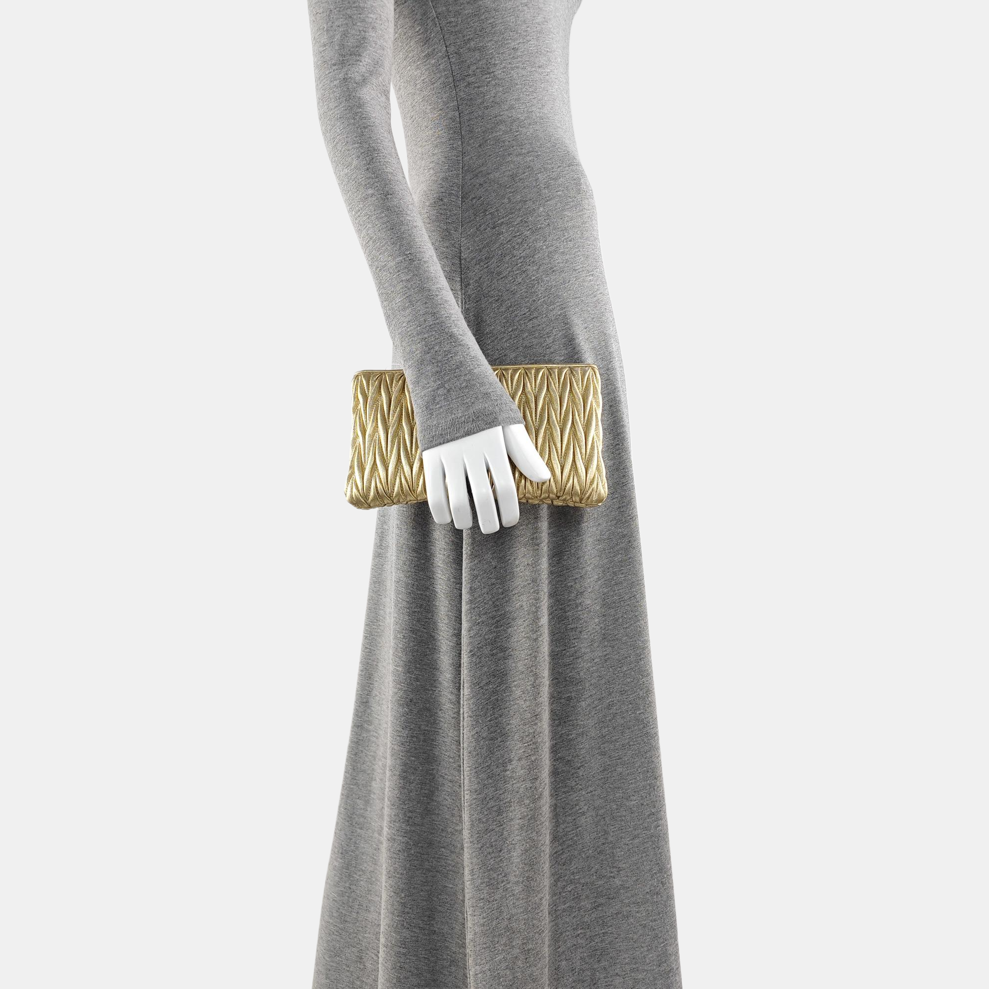 Quilted Lambskin Clutch Gold