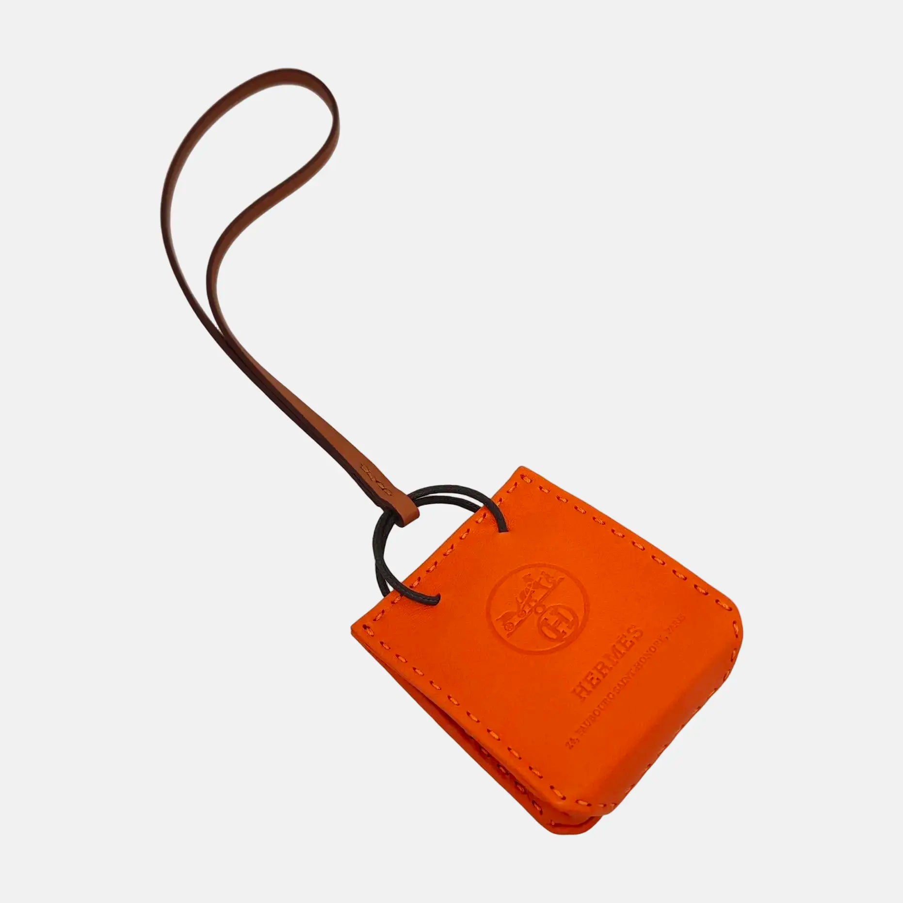 Leather Bag Charm Orange