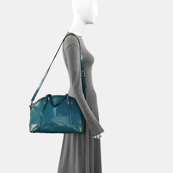 Monogram Patent Leather Shoulder Bag Blue