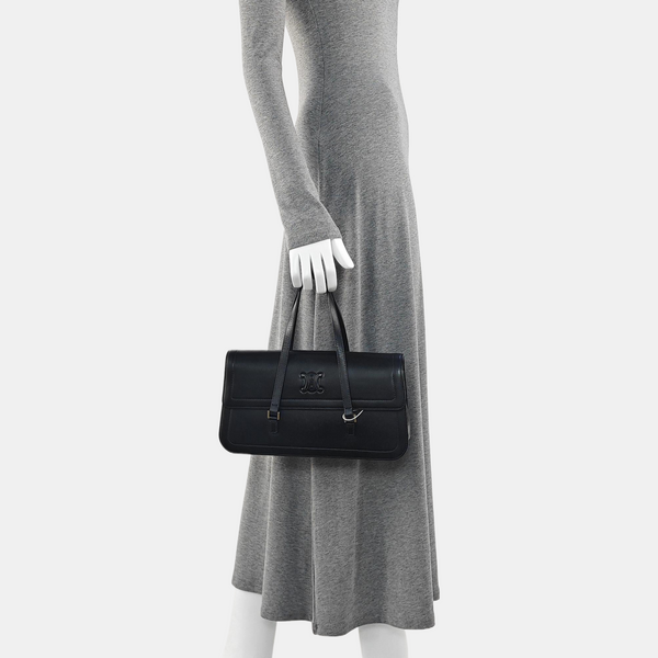 Calfskin Top Handle Bag Black