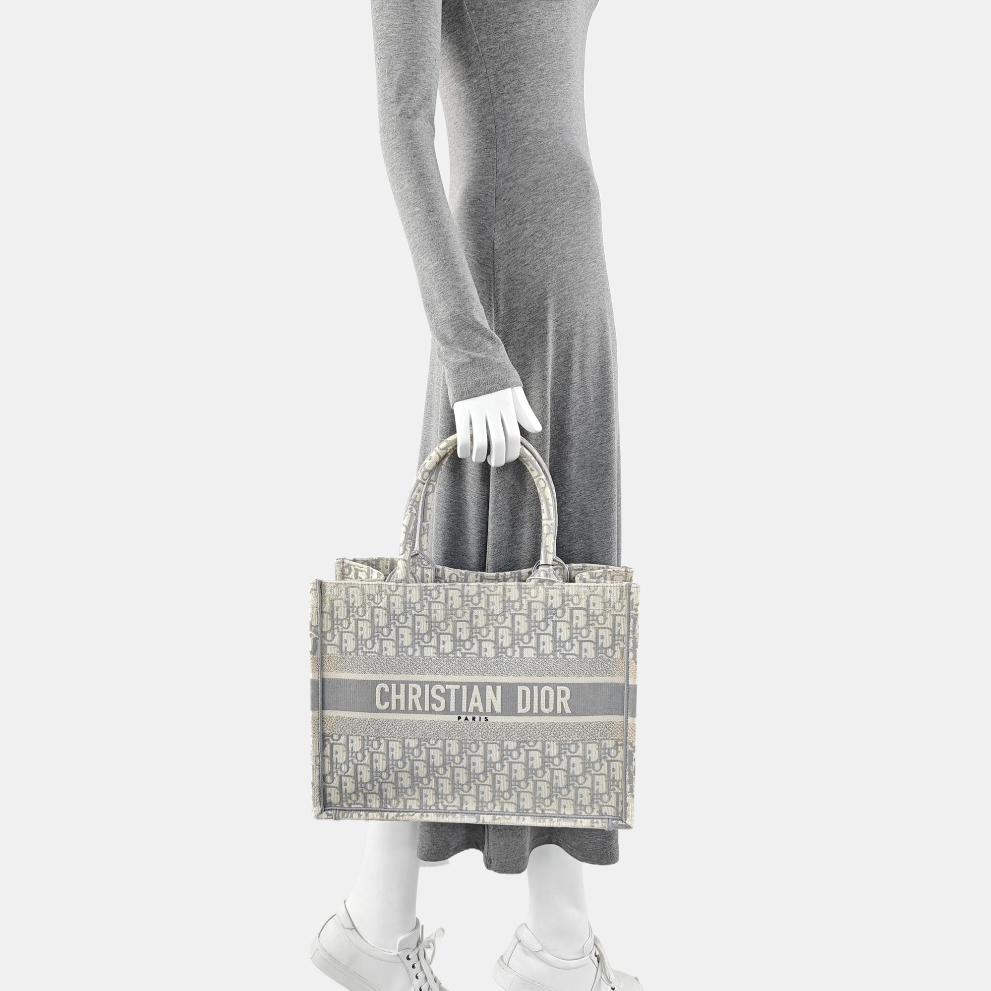 Book Tote Medium Oblique Canvas White